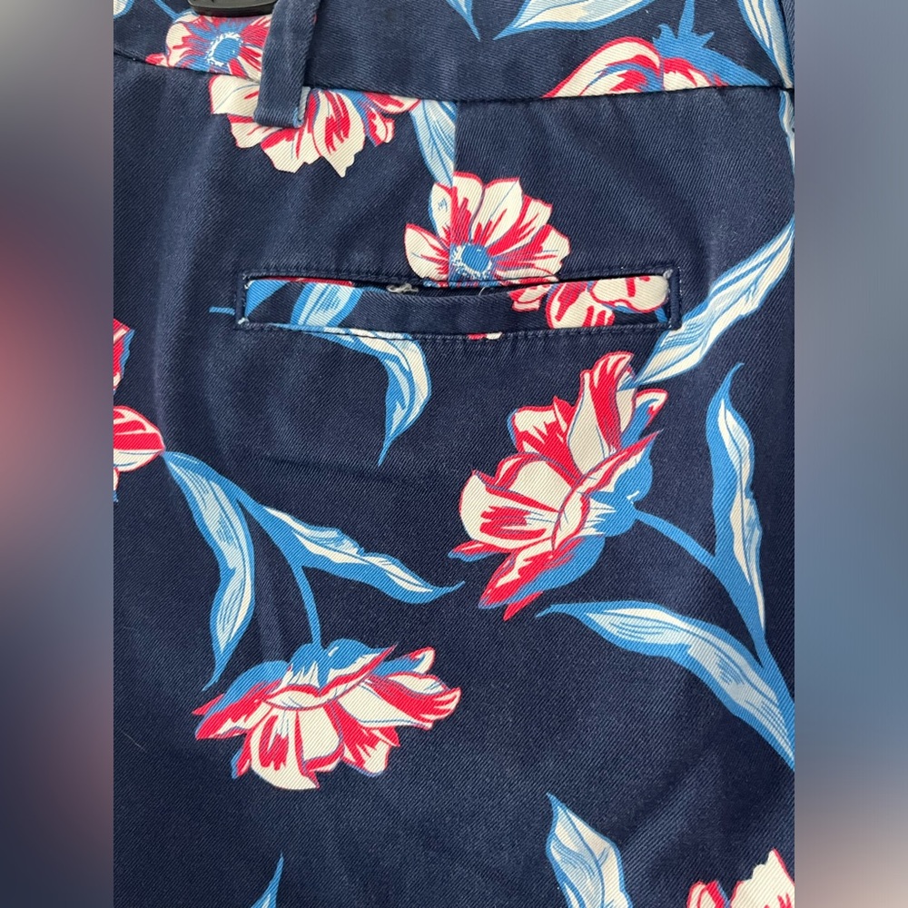 Lands' End Blue, White & Fuschia Floral Chinos with Pockets, Size 6 - Picture 7 of 11